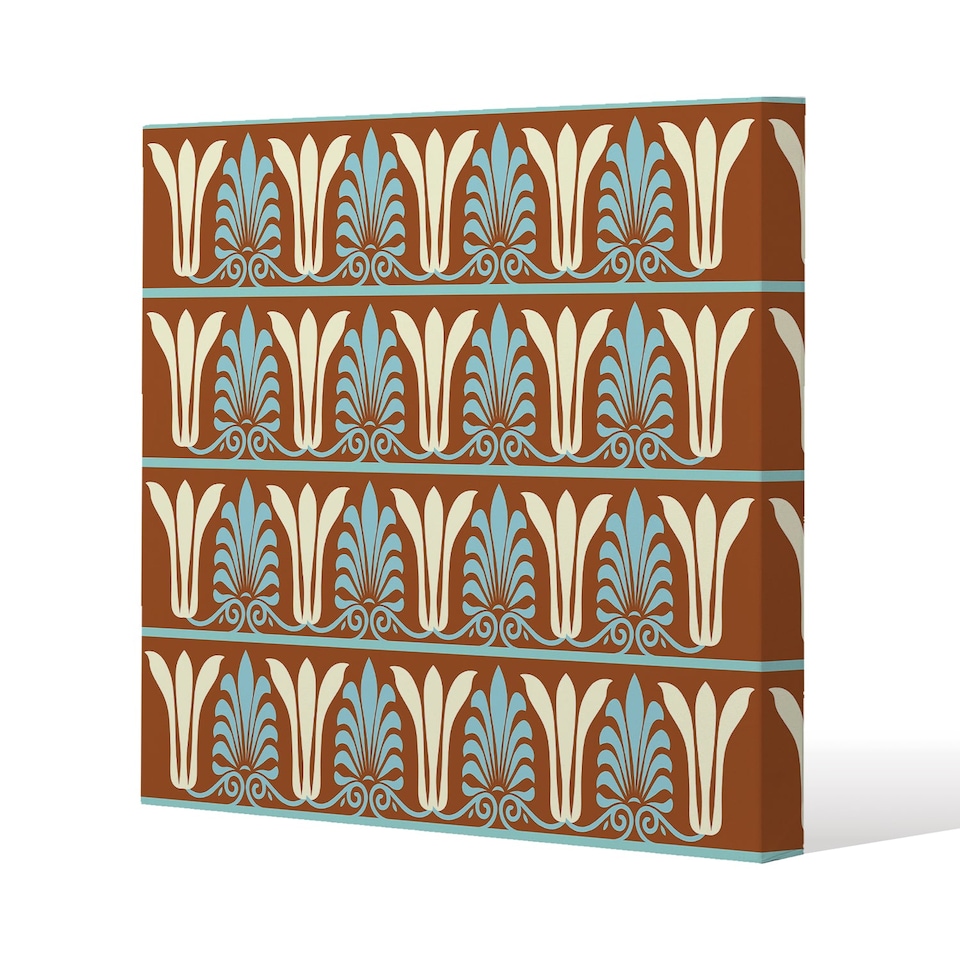 Egyptian Flower Ornament Pattern (Canvas Print) / 114 x 114 x 4cm | Multi
