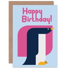 Geometric Penguin Retro Birthday Card
