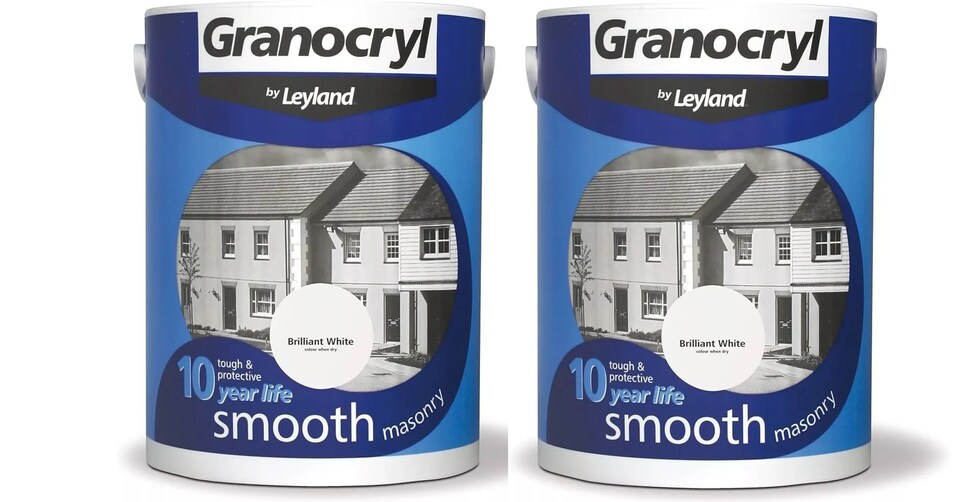 image 1 of Leyland Granocryl Smooth Masonry Paint - Brilliant White - 5L - Pack of 2