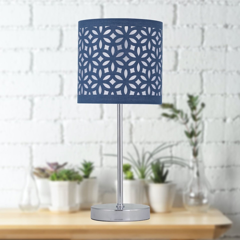 image 1 of Set of 2 Navy Blue Laser Cut 15.5cm Table Lamp Shades | Blue | Small | 2