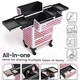 image 6 of Yaheetech Aluminum Makeup Train Case with Slide-Out Drawer Black Pink | Glitter Pink