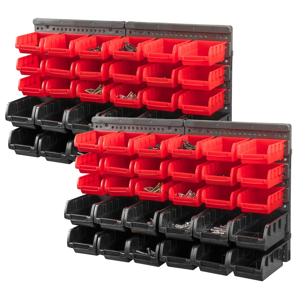 image 1 of KCT 64 Pc Wall Mounted Tool Storage Organiser Rack for Garage Workshop Shed Screw Nut and Bolt DIY Board Bin Mount Tidy Solution