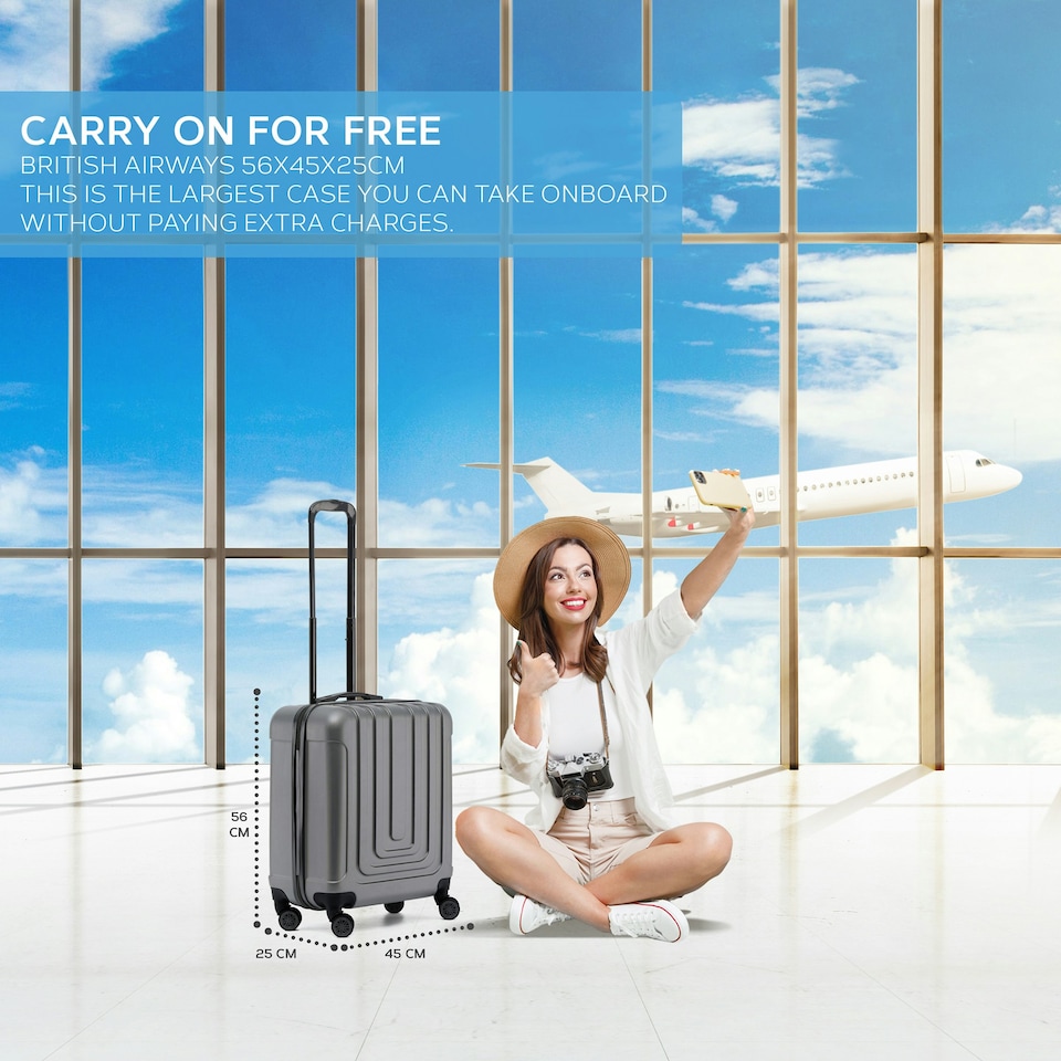 image 1 of Flight Knight Premium Hard Shell Lightweight Cabin Suitcase - 8 Spinner Wheels - Built-in TSA Lock & USB Port - easyJet Large Cabin Approved - 56x45x25cm Pink | Rose Gold | Cabin Bag