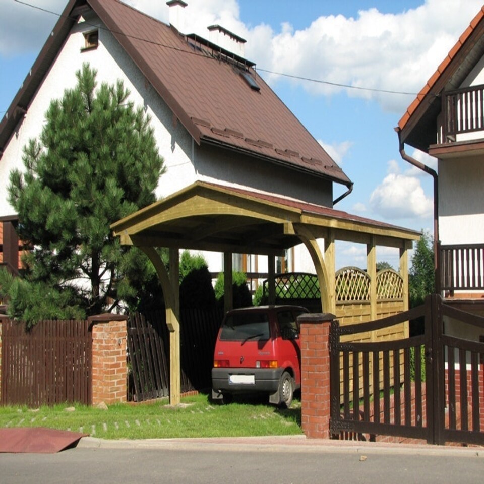 image 1 of Nevada Single Carport - Pressure Treated Timber - L605 x W378 x H299 cm Brown