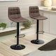 image 5 of 2PC Adjustable Height 360 Swivel Barstools Set With Shell Backrest Brown Brown