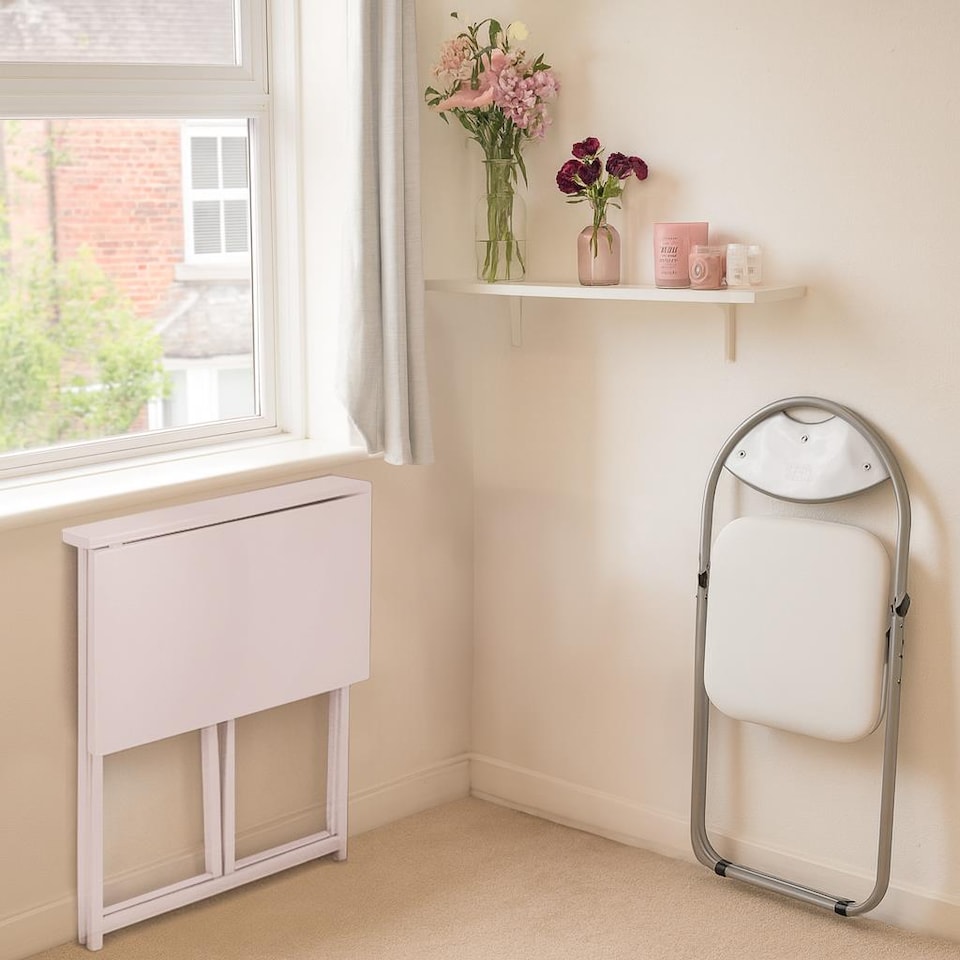 image 1 of Harbour Housewares Deluxe Folding Wooden Desk & Chair Set - Lilac/Lilac | White | Lilac/White