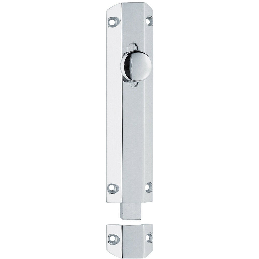 Loops Surface Mounted Flat Sliding Door Bolt Lock 152 x 35mm Polished Chrome