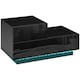 image 1 of HOMCOM High Gloss Front Bedside Table Nightstand with LED Light Remote Black