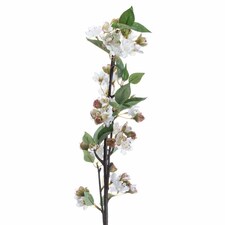 English Blossom Branch Artificial Plant - Fabric/Plastic - L8 x W25 x H90 cm - Brown/Green/White