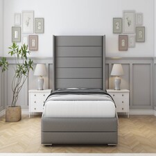 Sloomy Sterling Pewter Dumfries Bed Frame With 50" Upholstered Wingback Headboard 4' Small Double