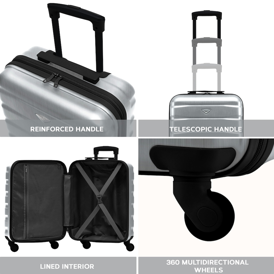 image 1 of Flight Knight Suitcase Set, Large Suitcase, Extra Large Suitcase, Cabin Suitcase 55x40x20cm - 60+ Airlines Approved - EasyJet, Jet2, Ryanair Priority Carry On | Black | Black/Tan | Large