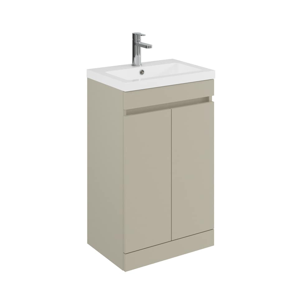 image 1 of Balterley Floor Standing 2 Door Compact Unit with Polymarble Basin | Grey | 800 x 500 x 353mm