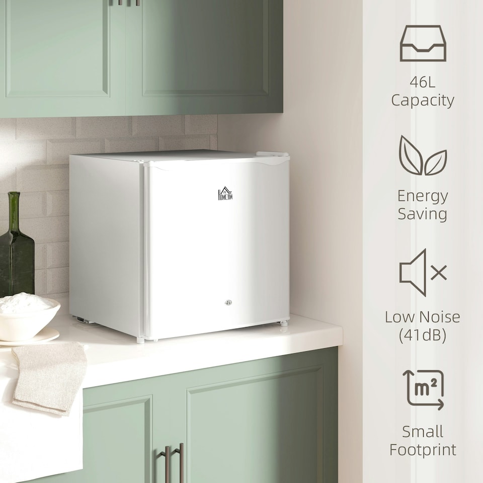 image 1 of HOMCOM 46L Counter Top Fridge Mini Fridge with Lock Chiller Box Cream White