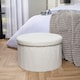 image 2 of OHS Boucle Extra Large Foldable Rounded Storage Box Footstool Space Saving Seat Ottoman White
