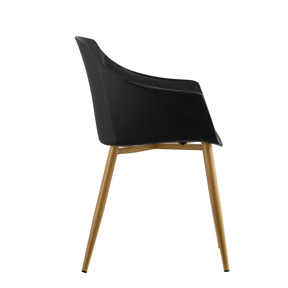 image 1 of Single Eden Modern Dining Chair, Faux Leather Padded Cushion & Solid Wooden Legs Black