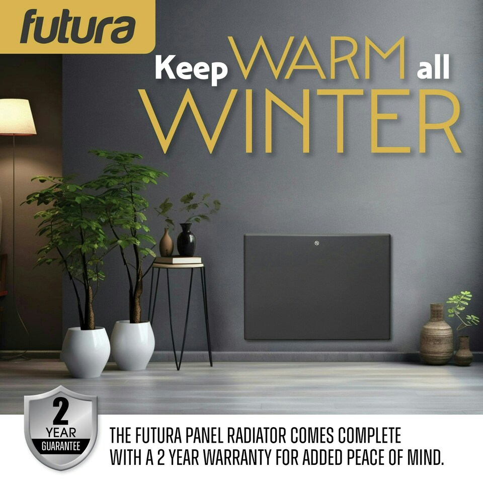 image 1 of Futura 1000W Electric Panel Wall Radiator Heater Grey