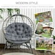 image 3 of Outsunny Folding Rattan Egg Chair, Freestanding Basket Chair with Cushion, Bottle Holder Bag for Outdoor or Indoor, Grey