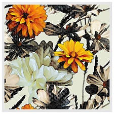 Orange flower print (Picture Frame) White | XL