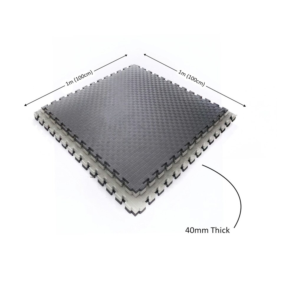 image 1 of 40mm Premium Reversible EVA Tatami Foam Mats Black | Pack of 4