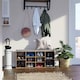image 4 of 10-Compartment Entryway Shoe Storage Cabinet with Cushioned Seat, Rustic Brown and Grey