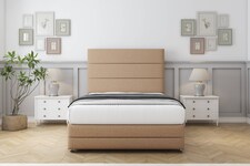 Sloomy Monaco Latte Dumfries Divan Bed With Mattress 2 Drawers Right Side With 26" Strutted Headboard & 12" Matching Footboard 6' Super King | Brown | Latte | Super King | 1