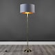 image 2 of ValueLights Belmont Sconce Brushed Gold Floor Lamp with Large Grey Drum Shade and LED Bulb | Grey