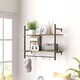 image 2 of HOMCOM Wall Shelf Unit with 4 Hooks for Living Room, Entryway, Grey