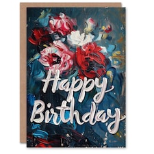 Abstract Roses Flower Bouquet Oil Woman Her Birthday Card