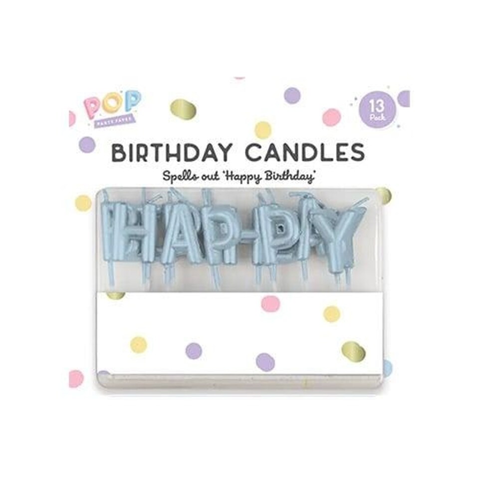 image 1 of Pastel Blue Happy Birthday Pick Candles Blue