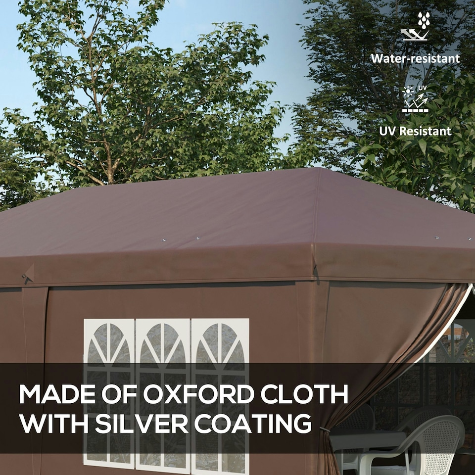image 1 of Outsunny 3m x 6m Pop Up Gazebo Height Adjustable with Bag Brown