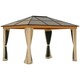 image 1 of Outsunny Hardtop Gazebo Polycarbonate Canopy with Nettings and Sidewalls Khaki