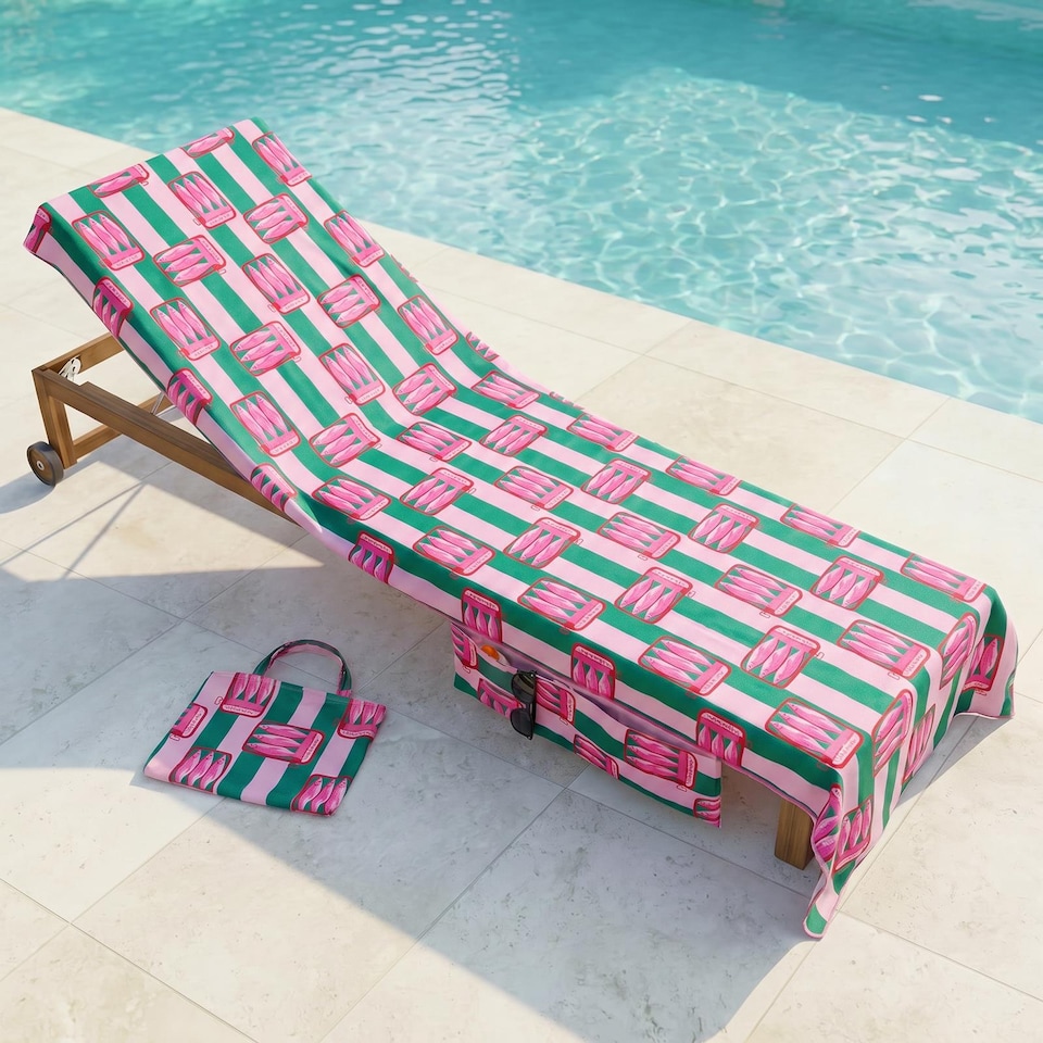 image 1 of OHS Stripes Beach Towel with Bag Quick Dry Absorbent Travel Spa