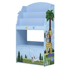 Teamson Kids Sunny Safari Kids 3-Tier Wooden Bookshelf with Storage, Multicolor