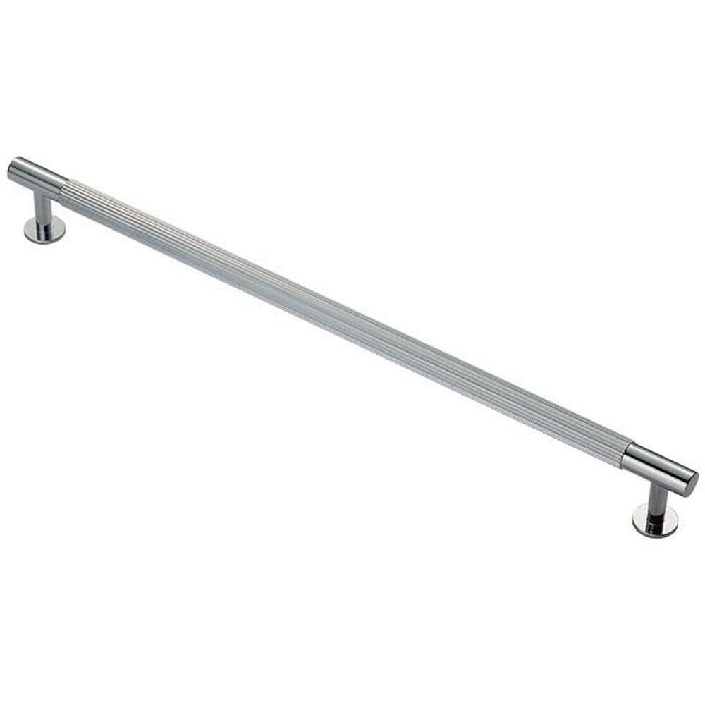 Loops Lined Bar Door Pull Handle - 370mm x 13mm - 320mm Centres - Polished Chrome