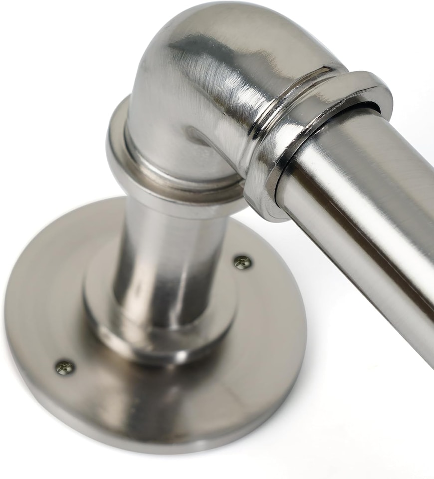 image 1 of Lister Cartwright 25mm Polished Steel Industrial Pipe Extendable Curtain Pole Heavy Duty Metal Curtain Rod(120-320 cm)