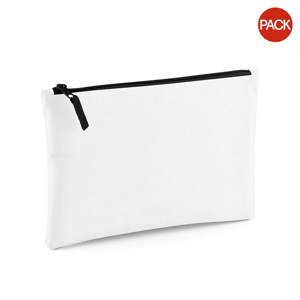 Bagbase Grab Zip Pocket Pouch Bag (Pack of 2) - White/Black - One Size White