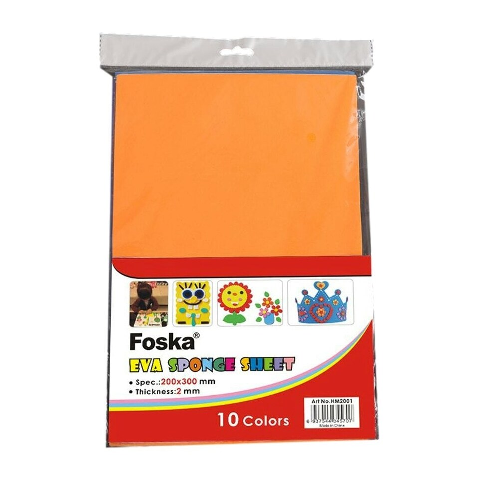 image 1 of Pack of 10 Handmade Eva Sponge Papers 20 x 30cm | Multi | One Size