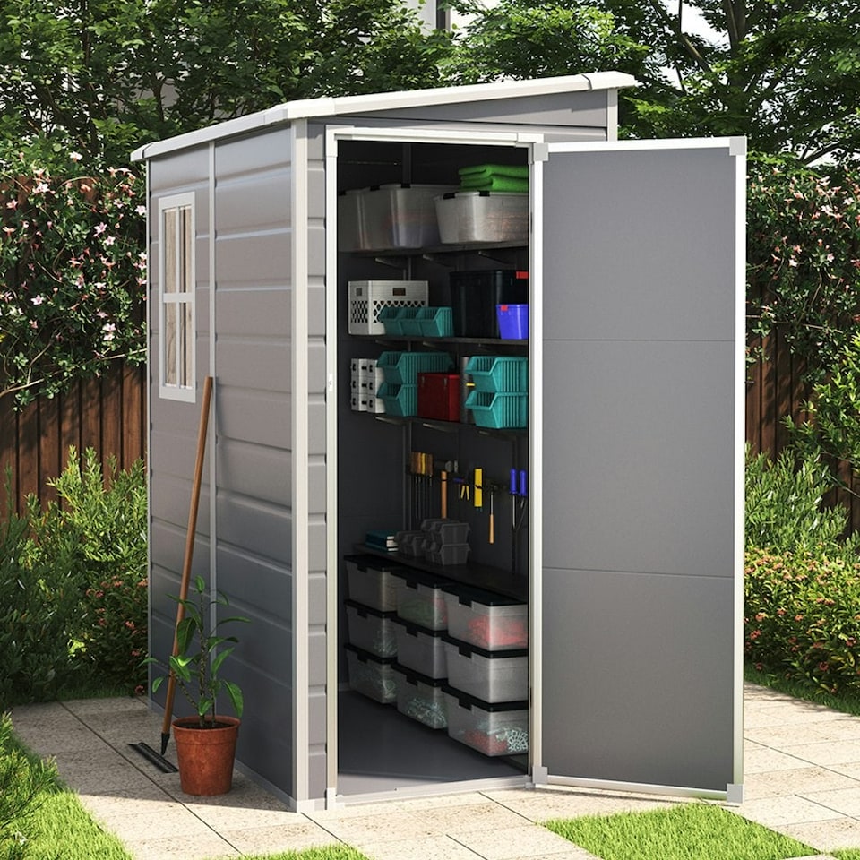 image 1 of Living and Home Plastic Garden Storage Shed - Single Side Door & Front Window