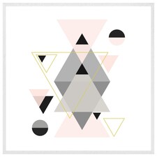Pink & grey geometric triangles (Picture Frame) White | XS