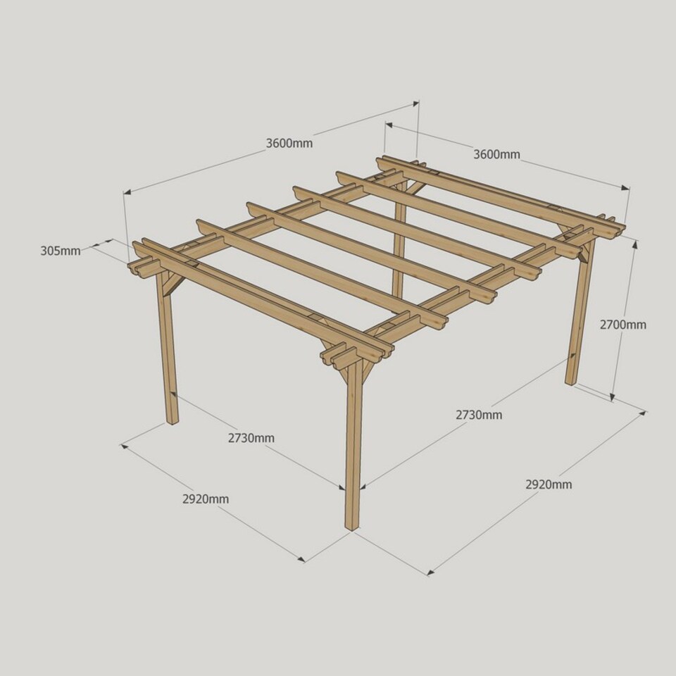image 1 of Double Garden Pergola - Wood - L360 x W360 x H270 cm - Rustic Brown