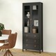 image 7 of Barcelona China Cabinet 2 Glass Doors with 3 Drawers in Matt Black