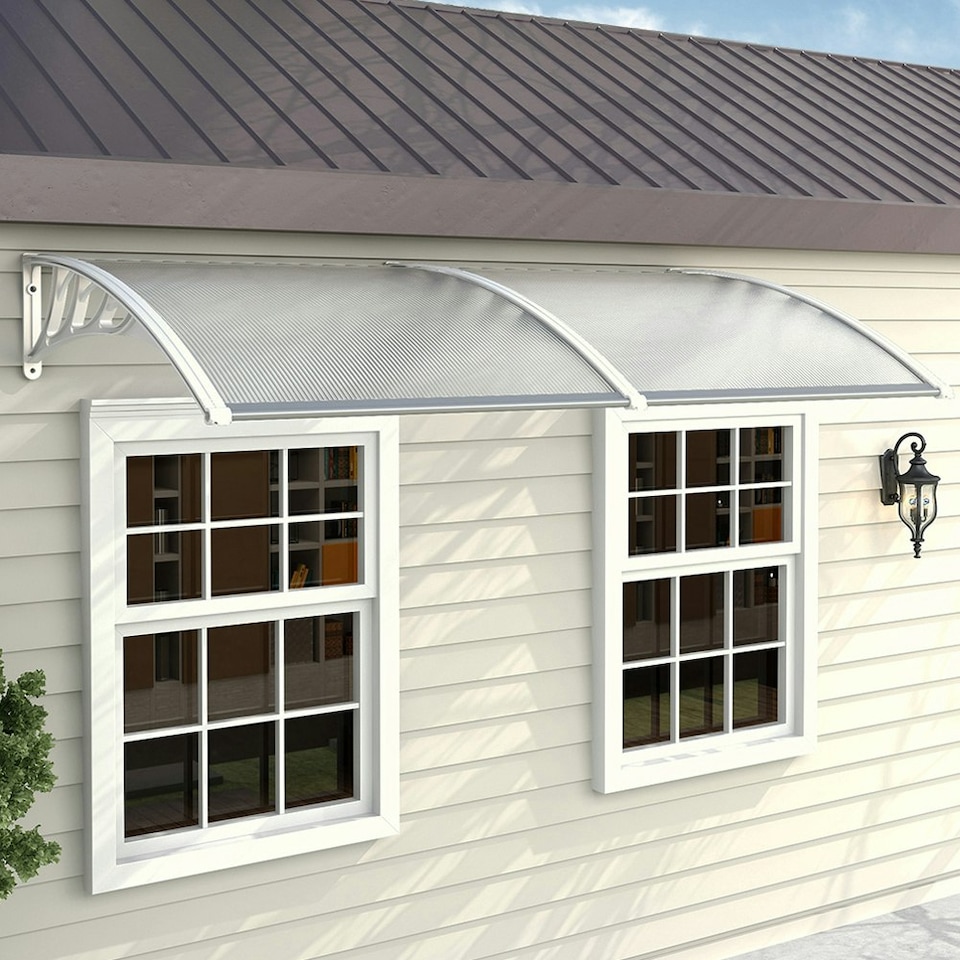 image 1 of Living and Home Window Door Awning Canopy with Brackets - L190*W100*H28-White