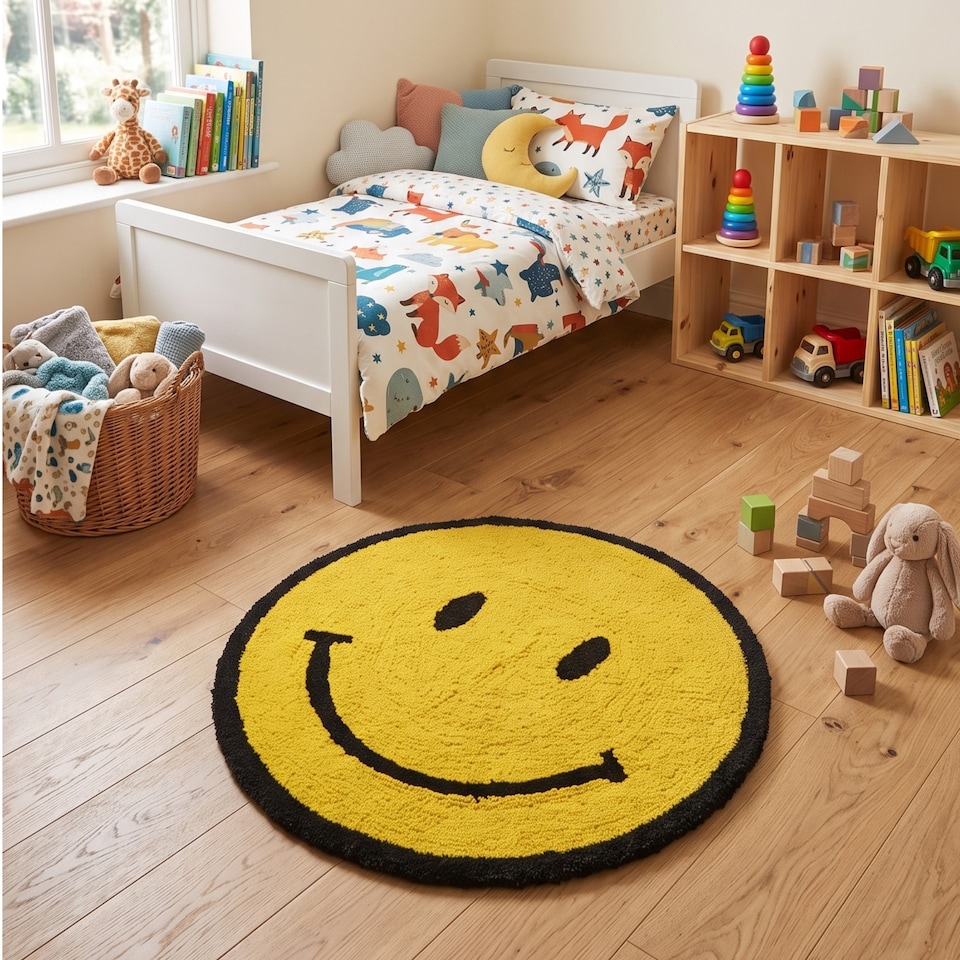 image 1 of Smiley Face Reversible Bath Mat Rug
