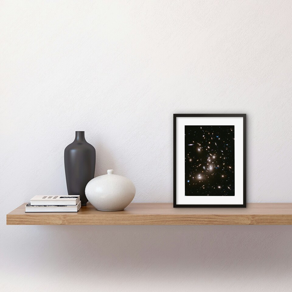 image 1 of Hubble Space Deep Field Abell 2744 Pandora's Galaxy 9x7" Black Framed Wall Art Print