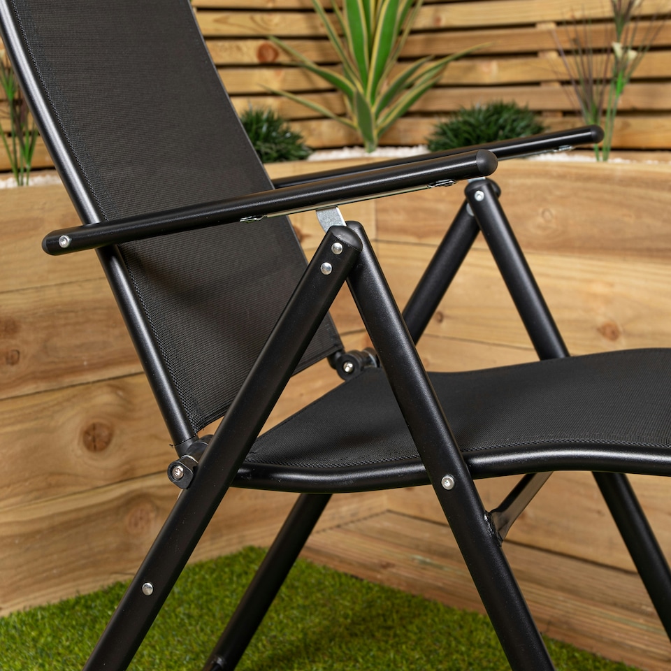 image 1 of Outdoor Garden Patio Multi Position Reclining Folding Chair in Black