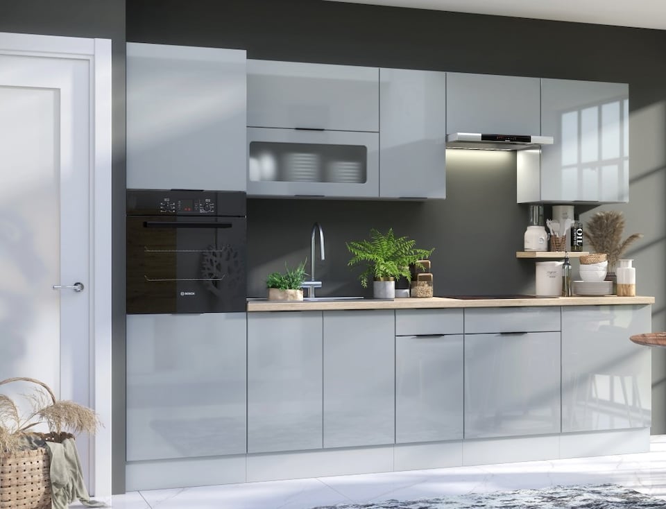 image 1 of Small Kitchen Sink Cabinet 800mm Under Sink Unit Modern Storage Grey High Gloss Star