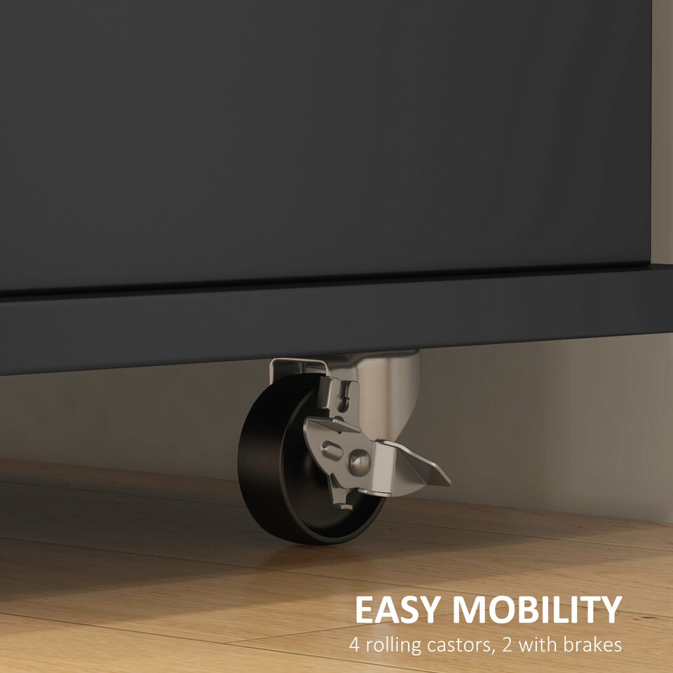 image 1 of HOMCOM Kitchen Island on Wheels, Kitchen Cart with Drop Leaf, Black