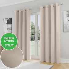 Enhanced Living Nightfall Plain Supersoft Natural Thermal Blockout Eyelet Curtains (PAIR) - 90 x 90 inch (229 x 229cm)