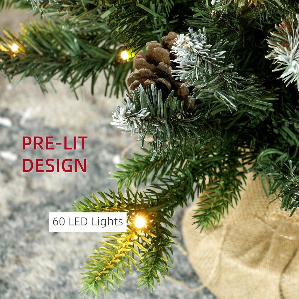image 1 of HOMCOM 2 Pieces 3' Prelit Artificial Tabletop Christmas Trees, LED Display