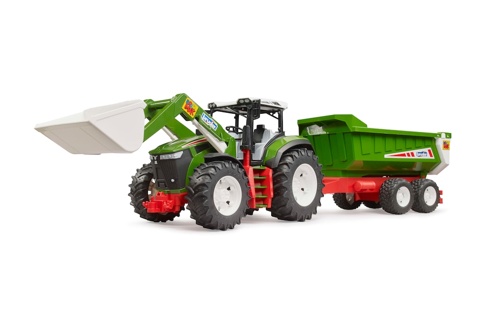 image 1 of Bruder ROADMAX Tractor with frontloader tipping trailer Construction Loader Model